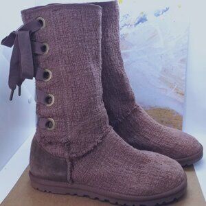 UGG Heirloom Textile & Suede Boots with Ribbon Laces size 7/38